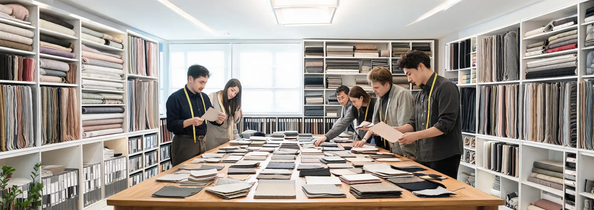 Fine fabric sample archive and tailoring team